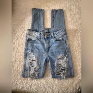 High rise American jeans ripped jeans